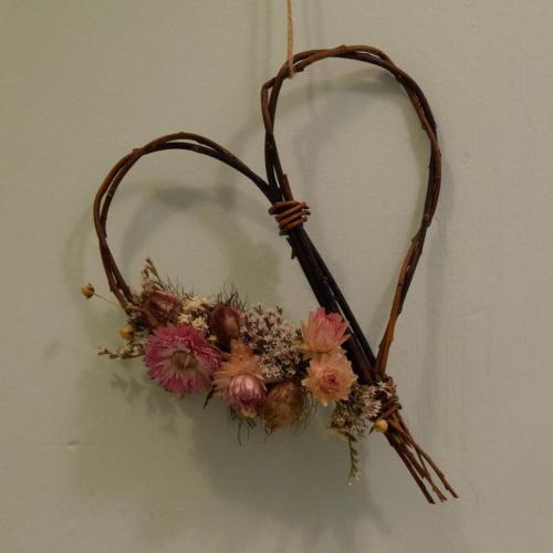 Willow heart with dried flowers