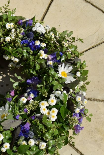 Funeral wreath British flowers Floral Acre Somerset
