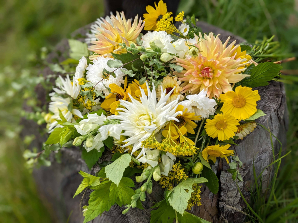 Tied funeral Sheaf Floral Acre Shepton Mallet Somerset grown flowers